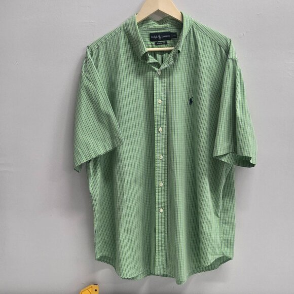 Polo Ralph Lauren Men’s Short Sleeve Button-Down Shirt (Green Plaid, Size XXL) - Picture 1 of 7